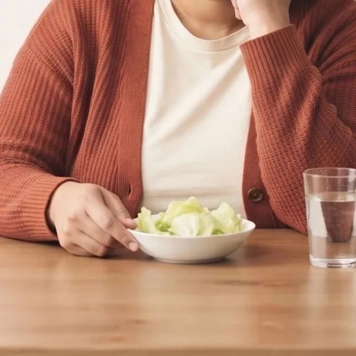 Prato de salada e copo de água